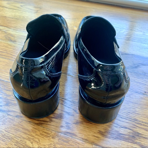 New JEFFREY CAMPBELL Sorbonne Black Crinkle Patent Leather Penny Loafer | Sz 10 - Picture 8 of 9